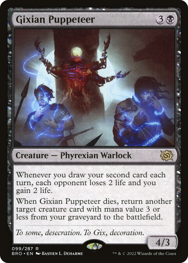 Gixian Puppeteer - Rare Creature — Phyrexian Warlock card from The Brothers' War