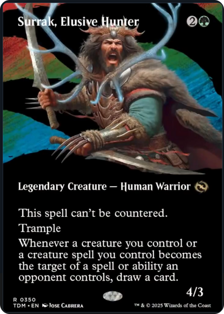 Surrak, Elusive Hunter - Rare Legendary Creature — Human Warrior card from Tarkir: Dragonstorm