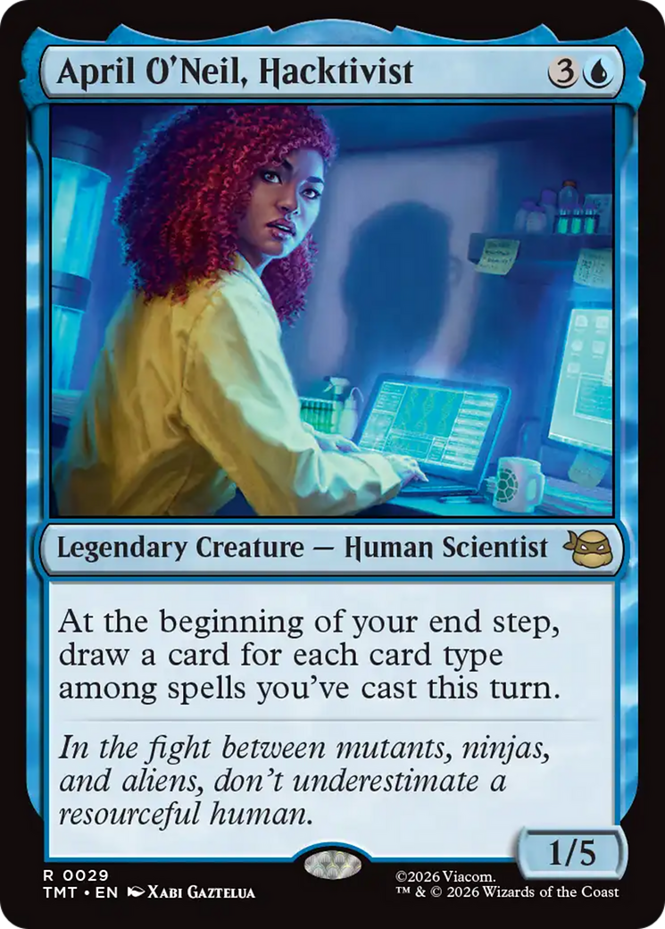 April O'Neil, Hacktivist - Rare Legendary Creature — Human Scientist card from Teenage Mutant Ninja Turtles