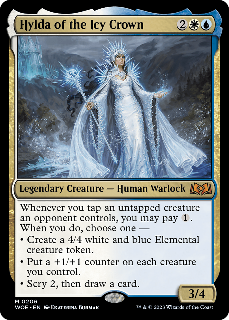 Hylda of the Icy Crown - Mythic Legendary Creature — Human Warlock card from Wilds of Eldraine