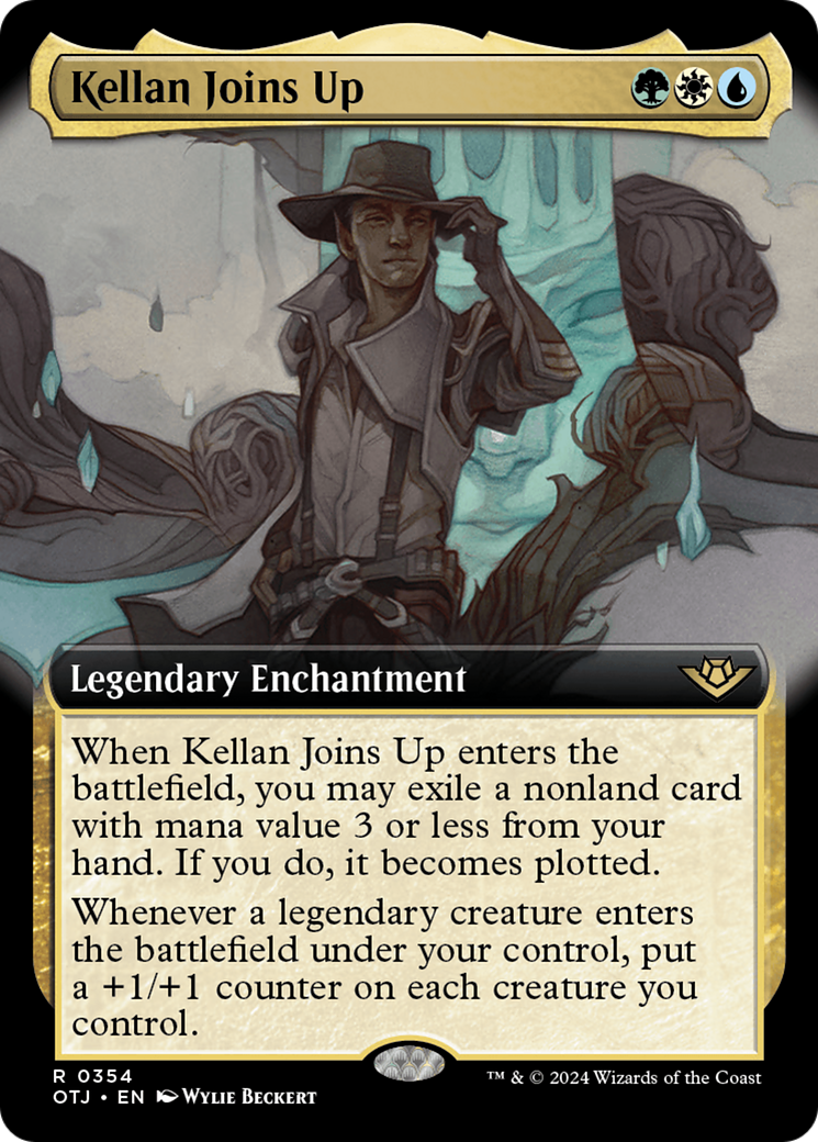Kellan Joins Up - Rare Legendary Enchantment card from Outlaws of Thunder Junction