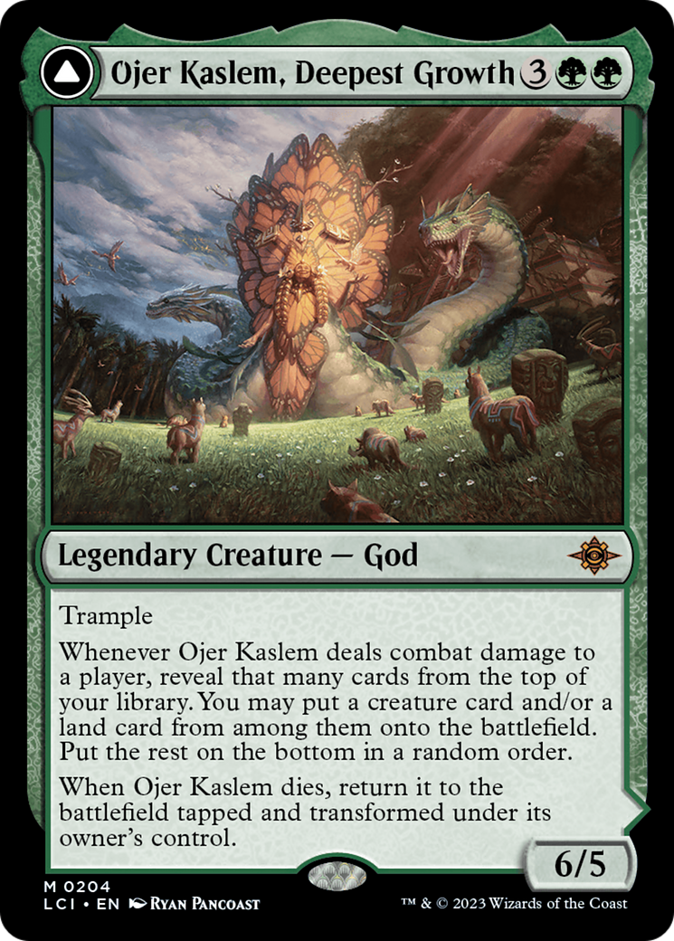 Ojer Kaslem, Deepest Growth // Temple of Cultivation - Mythic Legendary Creature — God card from The Lost Caverns of Ixalan