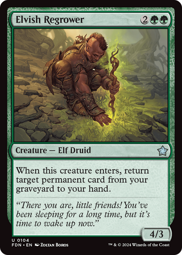 Elvish Regrower - Uncommon Creature — Elf Druid card from Foundations