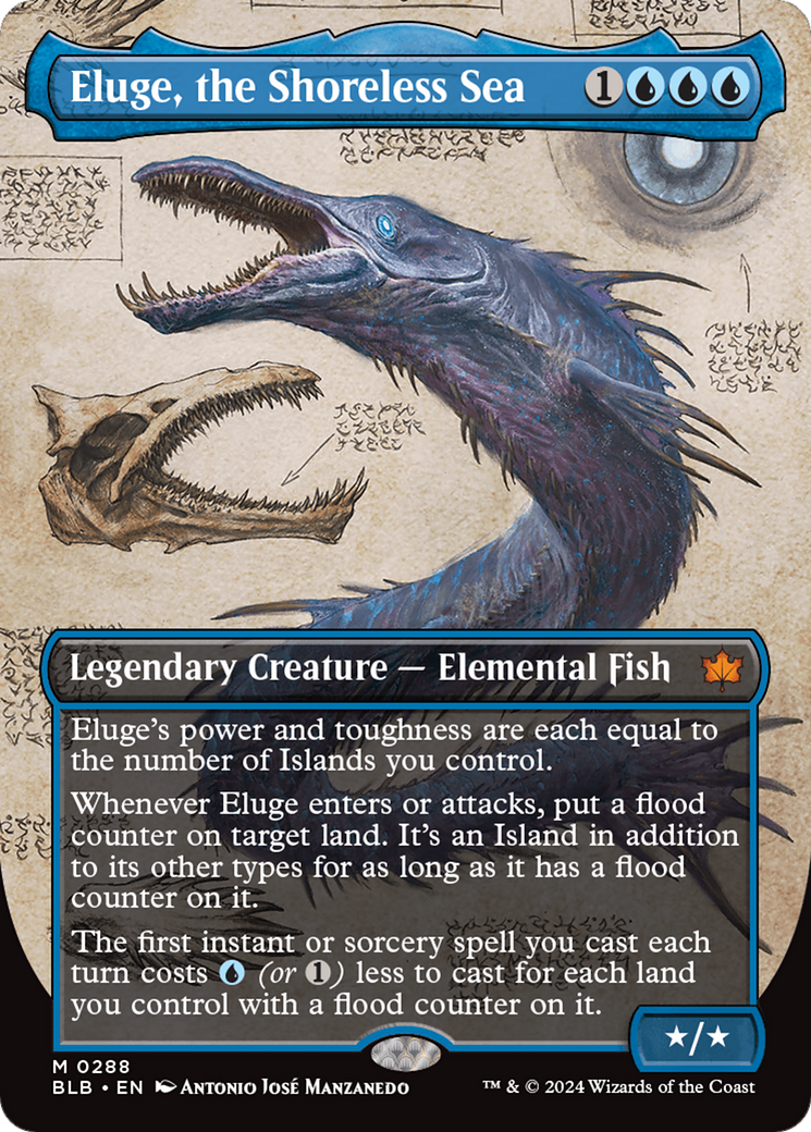 Eluge, the Shoreless Sea - Mythic Legendary Creature — Elemental Fish card from Bloomburrow