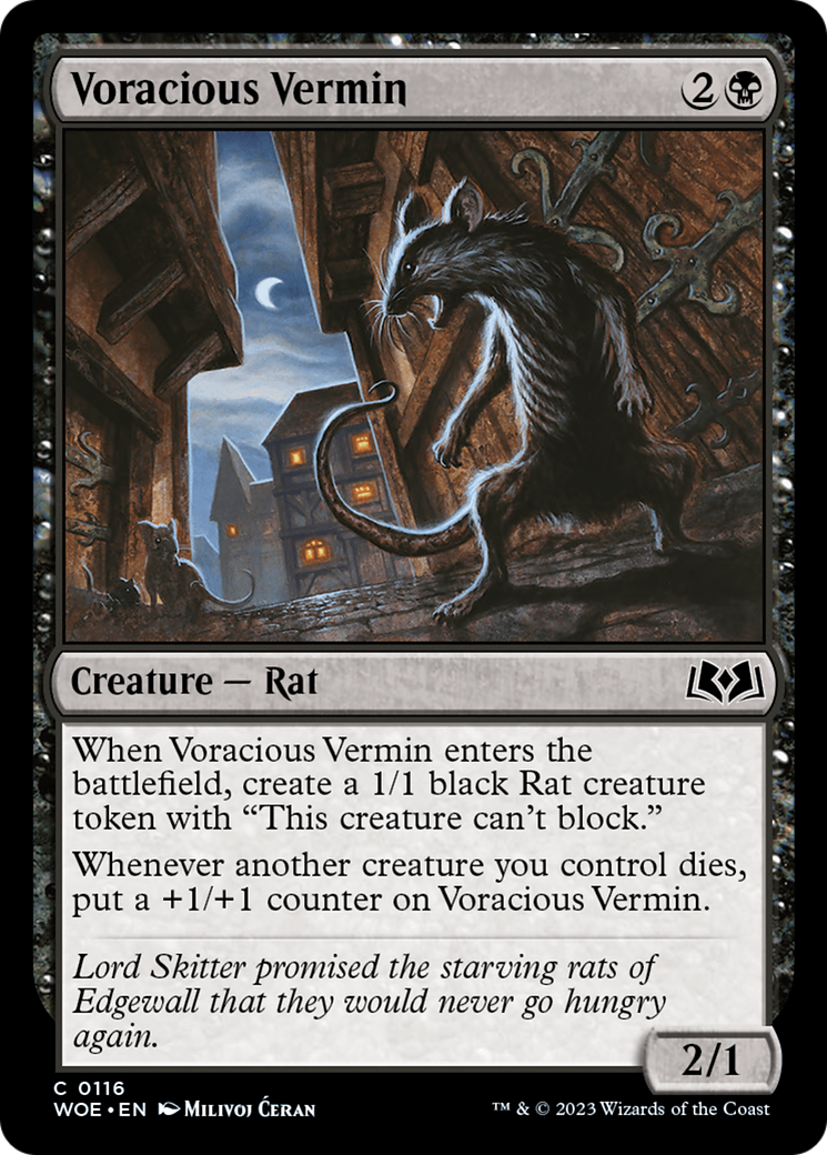 Voracious Vermin - Common Creature — Rat card from Wilds of Eldraine