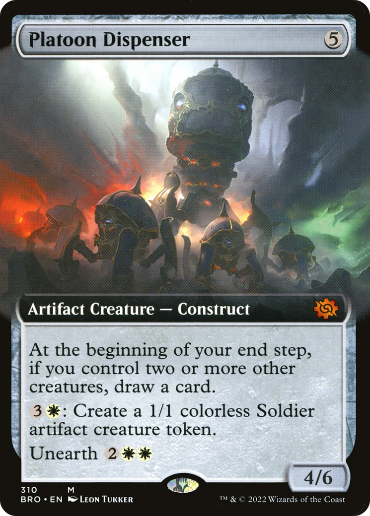 Platoon Dispenser - Mythic Artifact Creature — Construct card from The Brothers' War