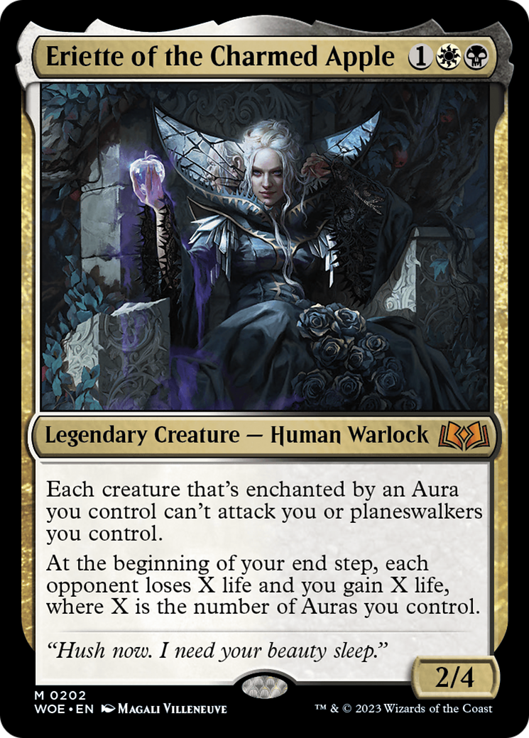 Eriette of the Charmed Apple - Mythic Legendary Creature — Human Warlock card from Wilds of Eldraine