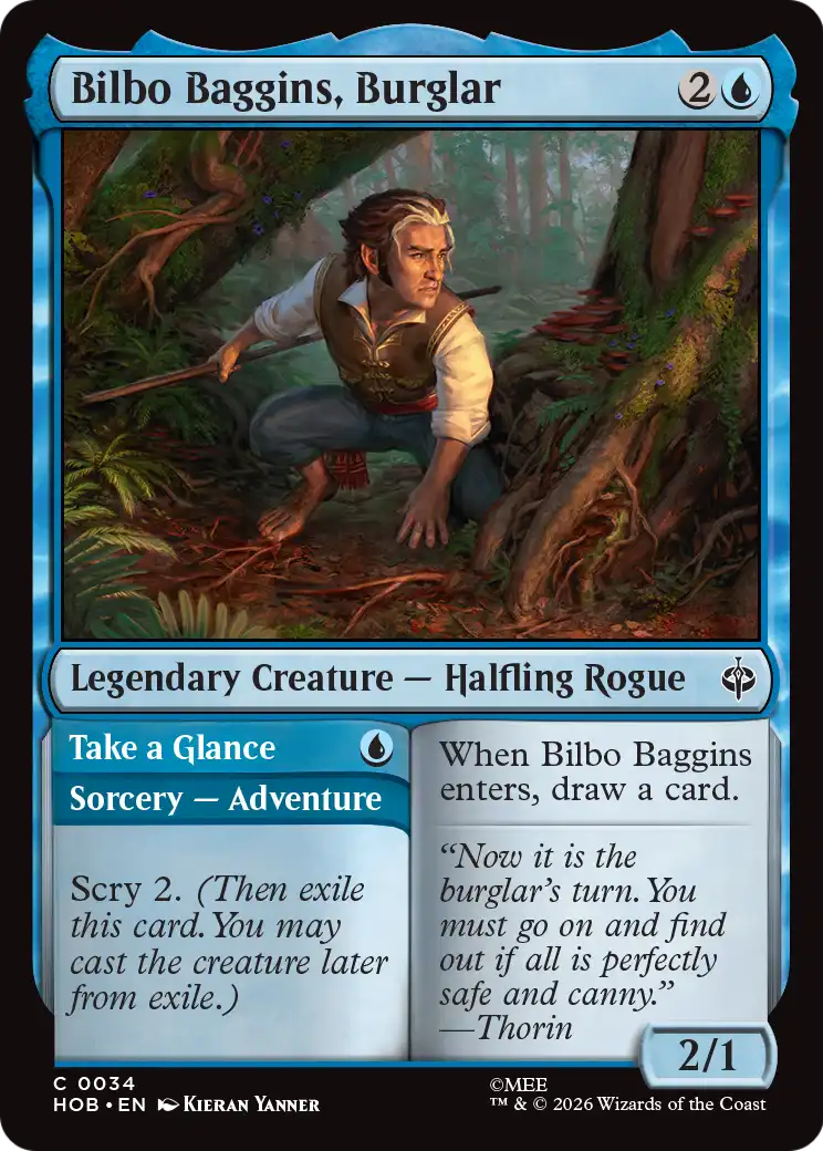 Bilbo Baggins, Burglar // Take a Glance - Common Sorcery — Adventure card from The Hobbit