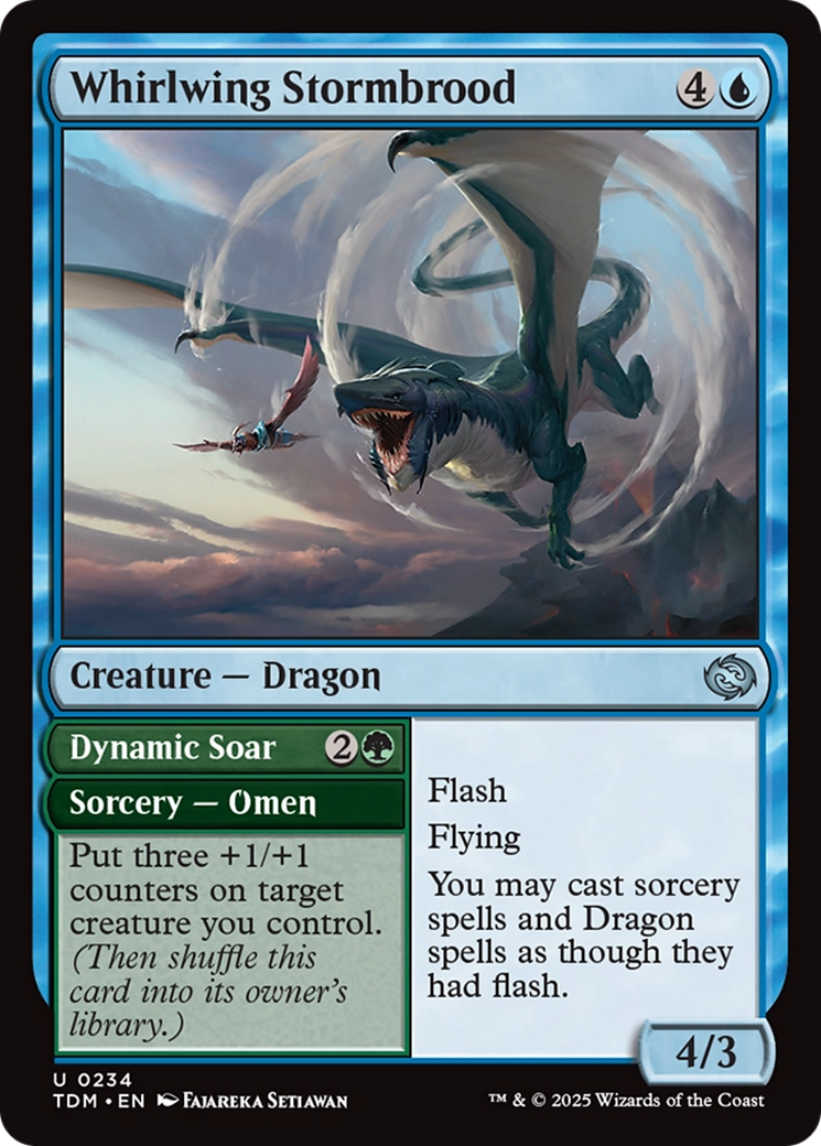 Whirlwing Stormbrood // Dynamic Soar - Uncommon Creature — Dragon card from Tarkir: Dragonstorm