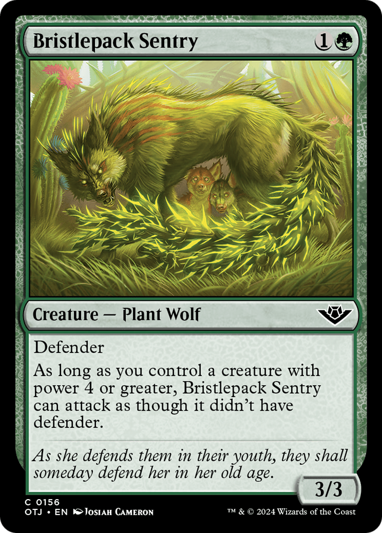 Bristlepack Sentry - Common Creature — Plant Wolf card from Outlaws of Thunder Junction