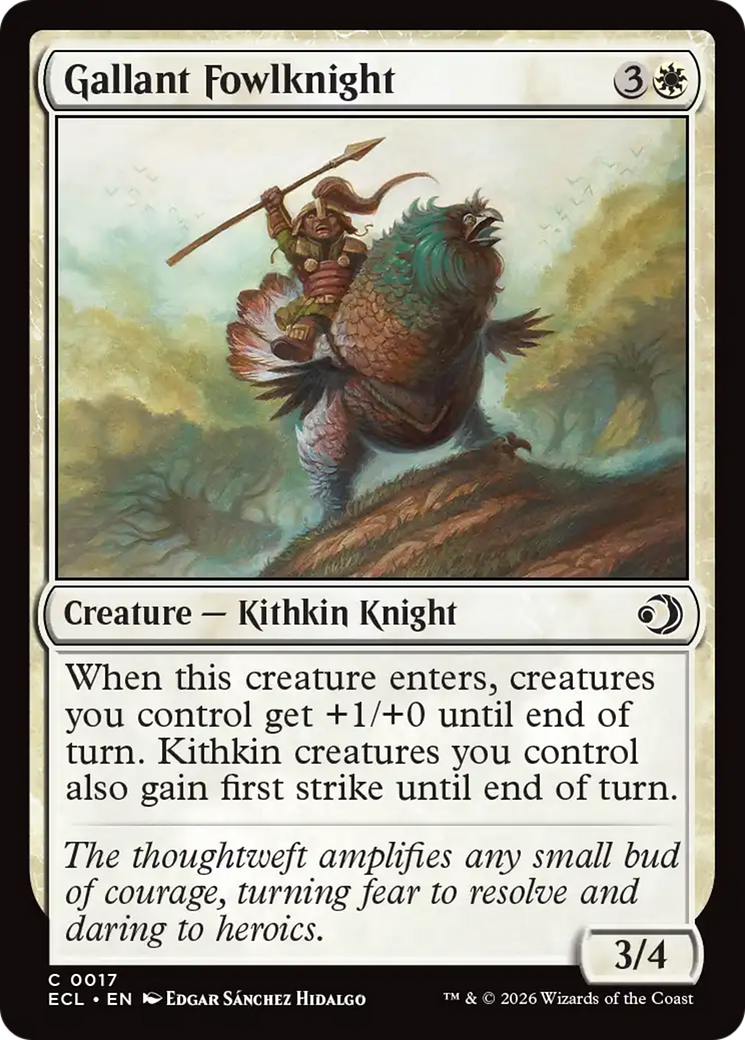 Gallant Fowlknight - Common Creature — Kithkin Knight card from Lorwyn Eclipsed