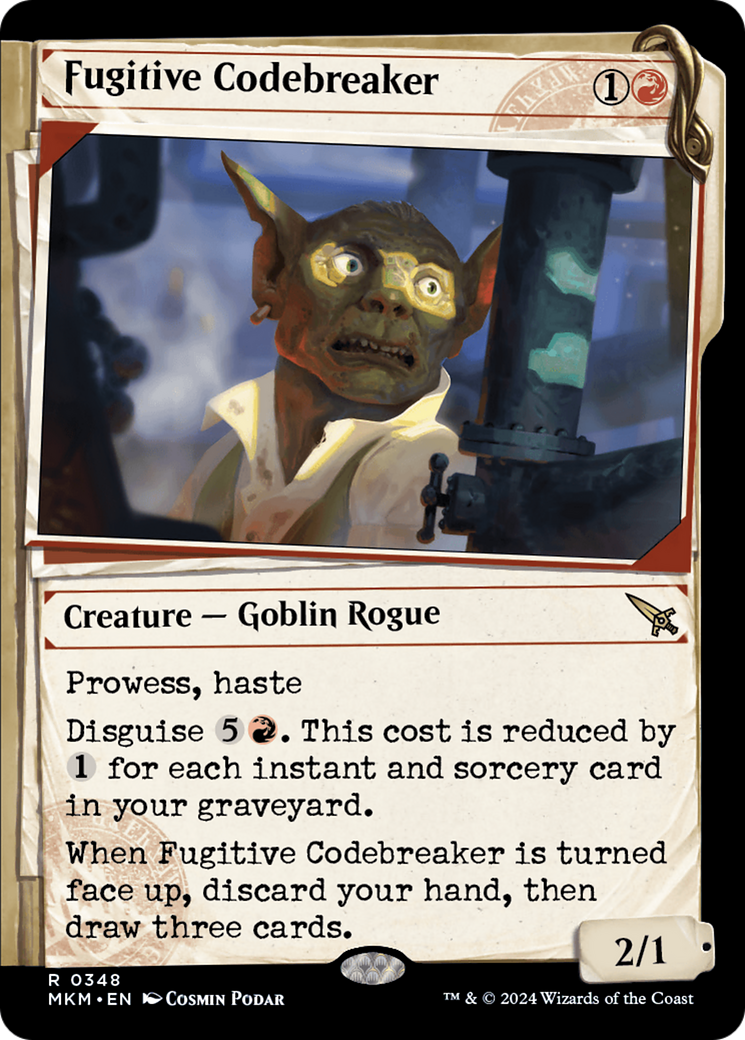 Fugitive Codebreaker - Rare Creature — Goblin Rogue card from Murders at Karlov Manor