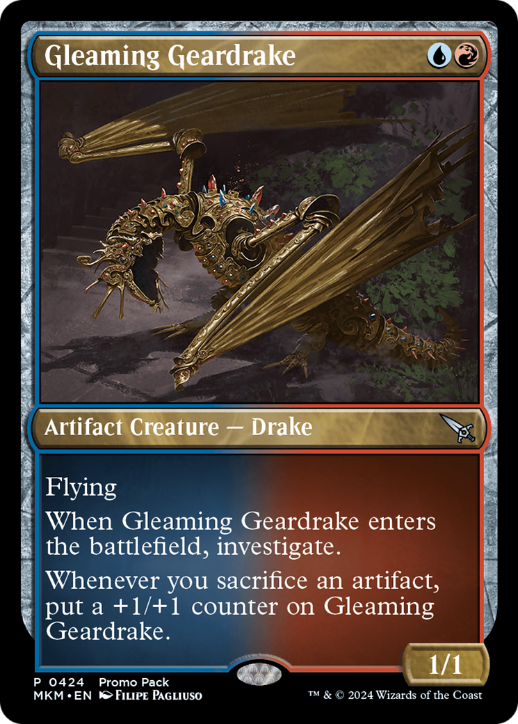 Gleaming Geardrake - Uncommon Artifact Creature — Drake card from Murders at Karlov Manor