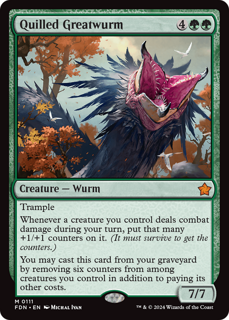 Quilled Greatwurm - Mythic Creature — Wurm card from Foundations