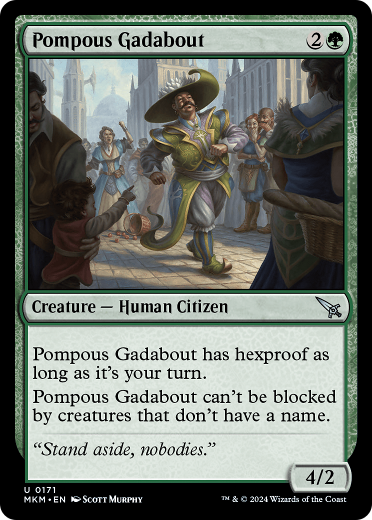 Pompous Gadabout - Uncommon Creature — Human Citizen card from Murders at Karlov Manor
