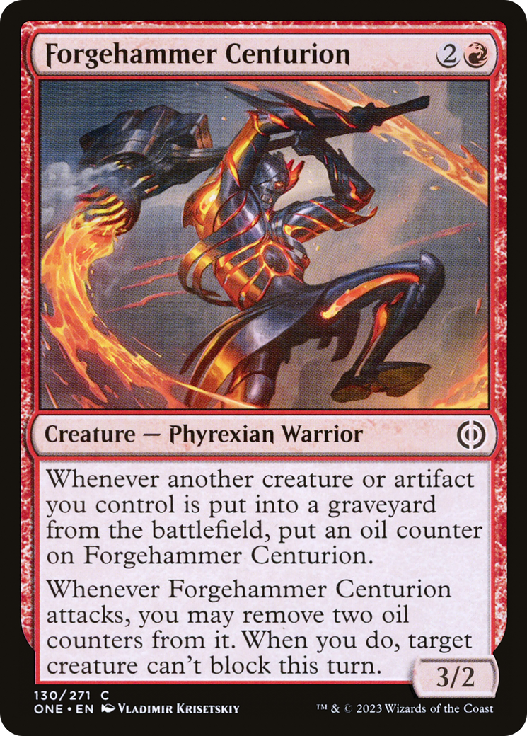 Forgehammer Centurion - Common Creature — Phyrexian Warrior card from Phyrexia: All Will Be One