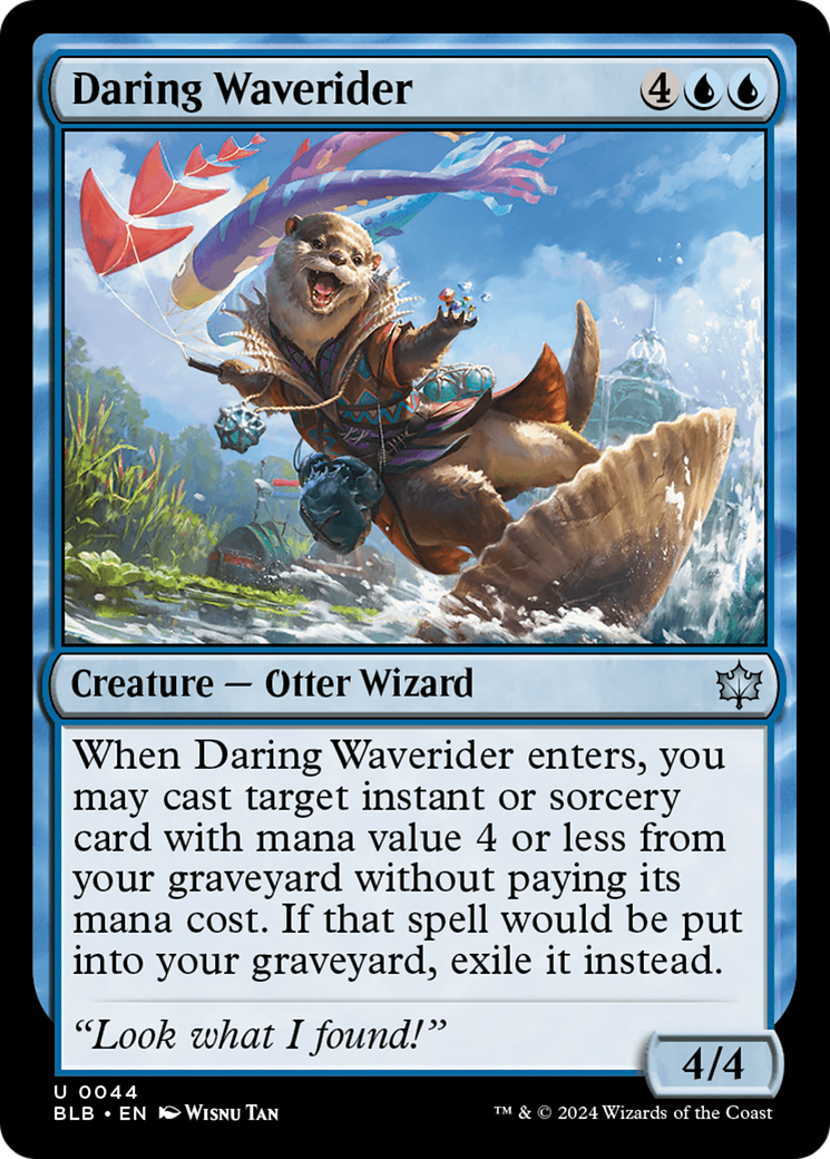 Daring Waverider - Uncommon Creature — Otter Wizard card from Bloomburrow