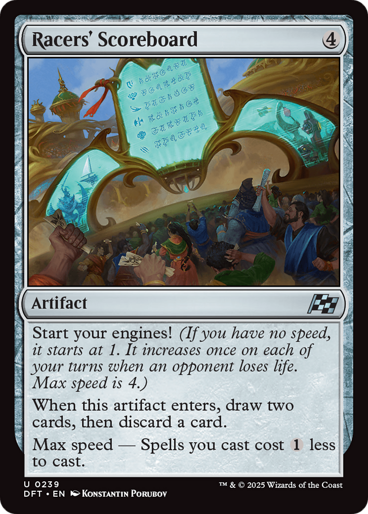 Racers' Scoreboard - Uncommon Artifact card from Aetherdrift