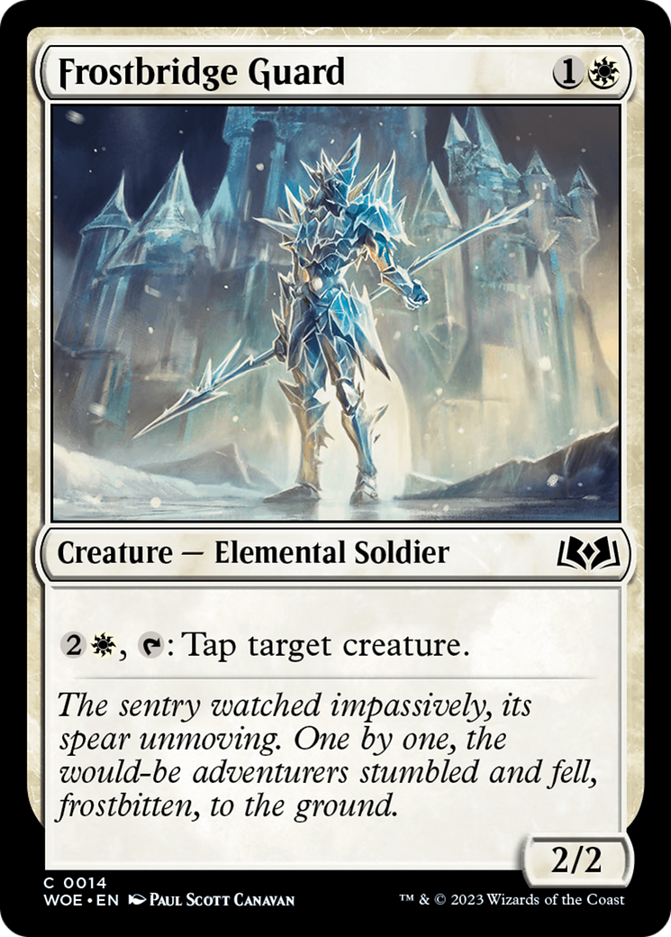 Frostbridge Guard - Common Creature — Elemental Soldier card from Wilds of Eldraine