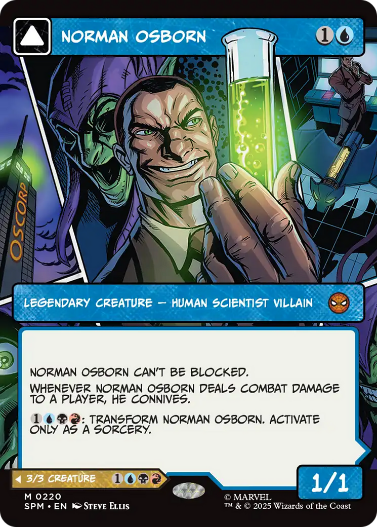 Norman Osborn // Green Goblin - Mythic Legendary Creature — Human Scientist Villain card from Marvel's Spider-Man