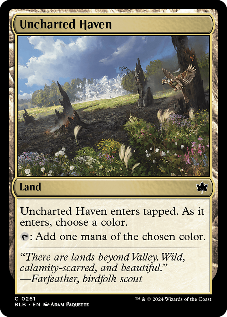 Uncharted Haven - Common Land card from Bloomburrow