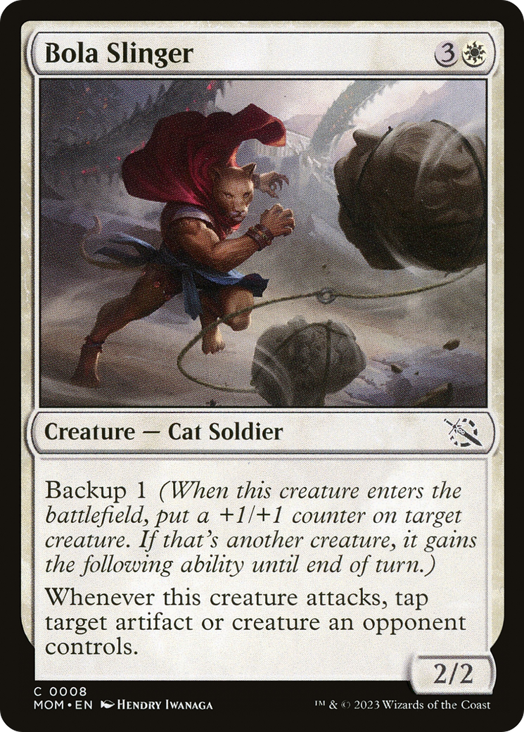 Bola Slinger - Common Creature — Cat Soldier card from March of the Machine