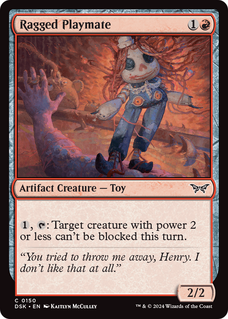 Ragged Playmate - Common Artifact Creature — Toy card from Duskmourn: House of Horror