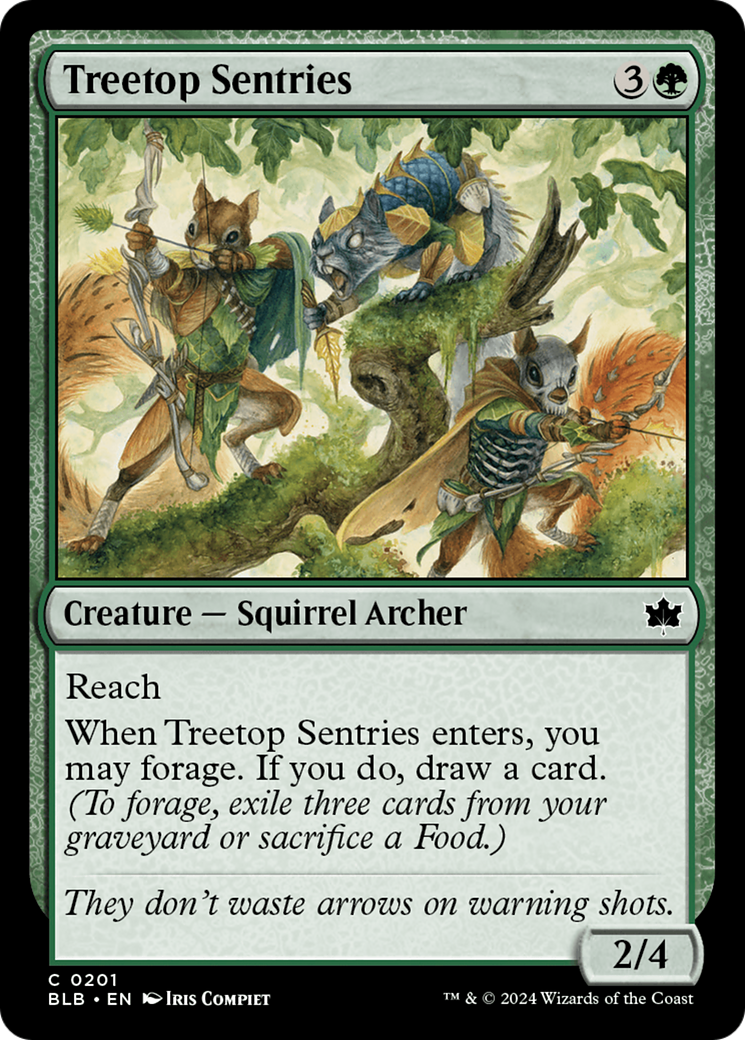 Treetop Sentries - Common Creature — Squirrel Archer card from Bloomburrow
