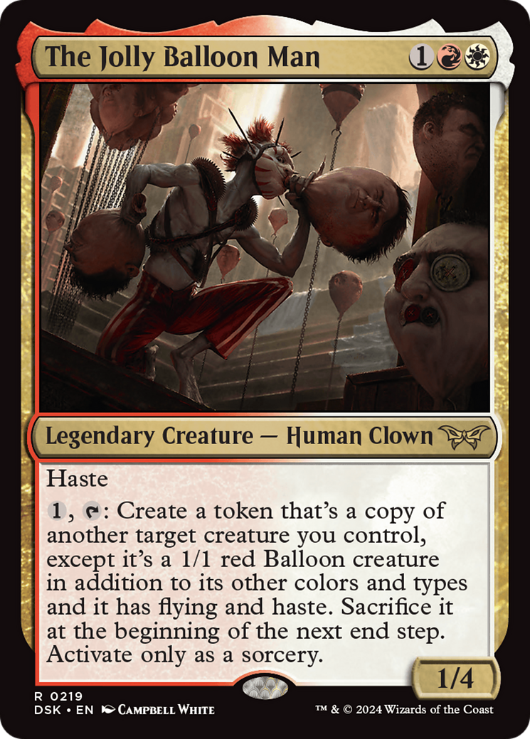 The Jolly Balloon Man - Rare Legendary Creature — Human Clown card from Duskmourn: House of Horror