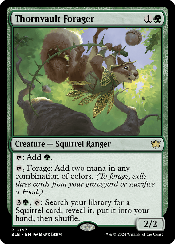 Thornvault Forager - Rare Creature — Squirrel Ranger card from Bloomburrow