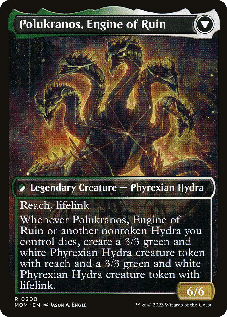 Back face of Polukranos Reborn // Polukranos, Engine of Ruin - Legendary Creature — Hydra card