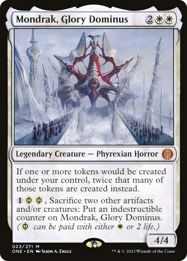 Mondrak, Glory Dominus - Mythic Legendary Creature — Phyrexian Horror card from Phyrexia: All Will Be One