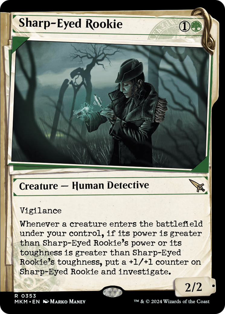Sharp-Eyed Rookie - Rare Creature — Human Detective card from Murders at Karlov Manor