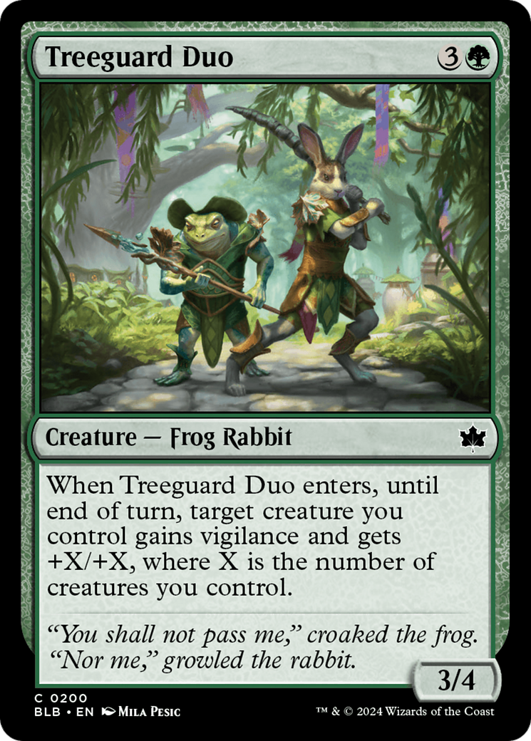 Treeguard Duo - Common Creature — Frog Rabbit card from Bloomburrow