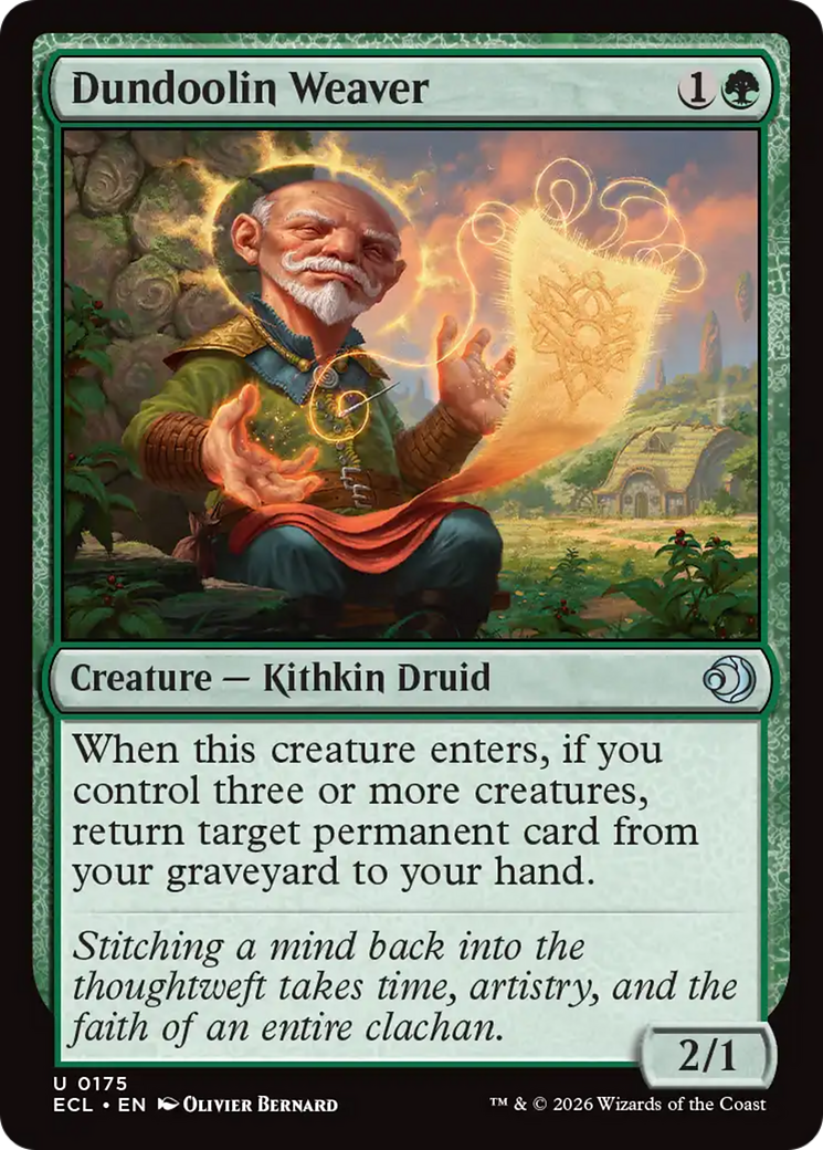 Dundoolin Weaver - Uncommon Creature — Kithkin Druid card from Lorwyn Eclipsed