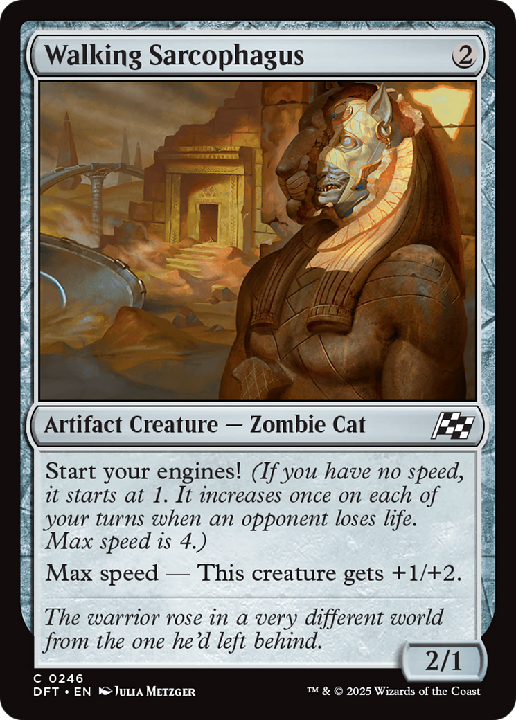 Walking Sarcophagus - Common Artifact Creature — Zombie Cat card from Aetherdrift