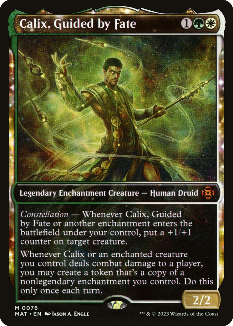 Calix, Guided by Fate - Mythic Legendary Enchantment Creature — Human Druid card from March of the Machine: The Aftermath