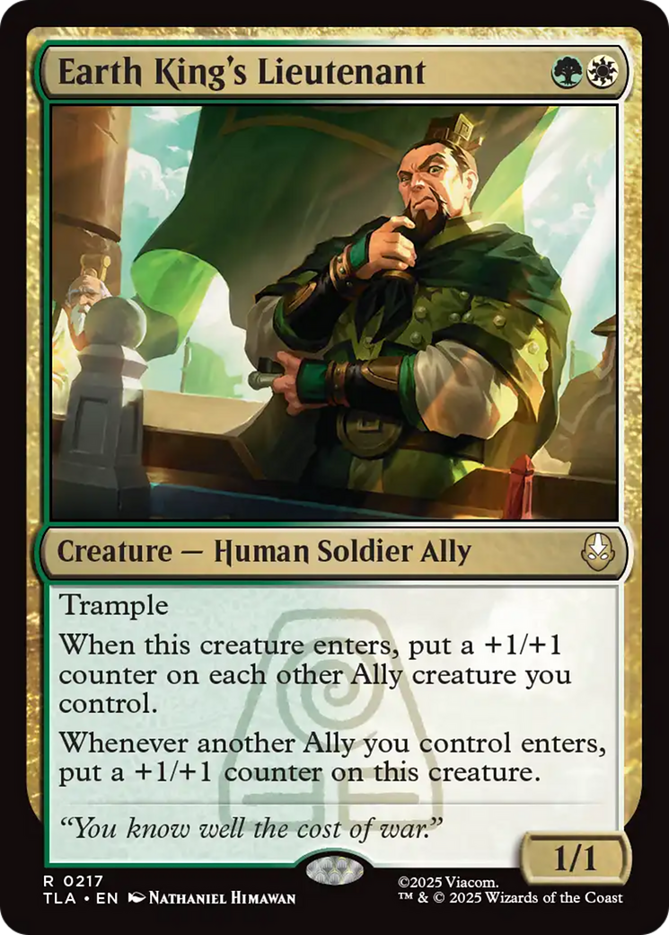 Earth King's Lieutenant - Rare Creature — Human Soldier Ally card from Avatar: The Last Airbender