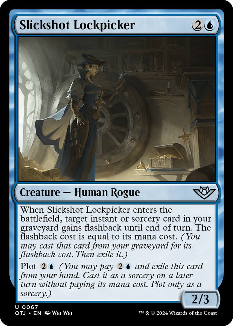Slickshot Lockpicker - Uncommon Creature — Human Rogue card from Outlaws of Thunder Junction