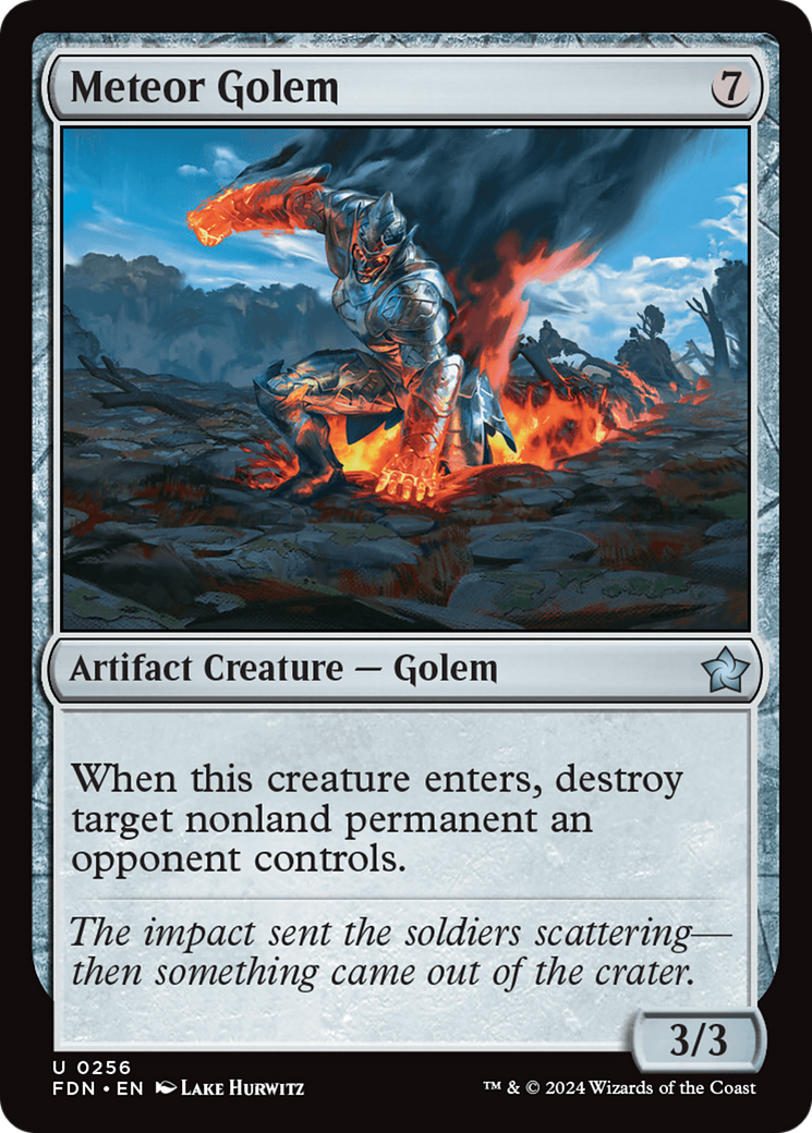Meteor Golem - Uncommon Artifact Creature — Golem card from Foundations