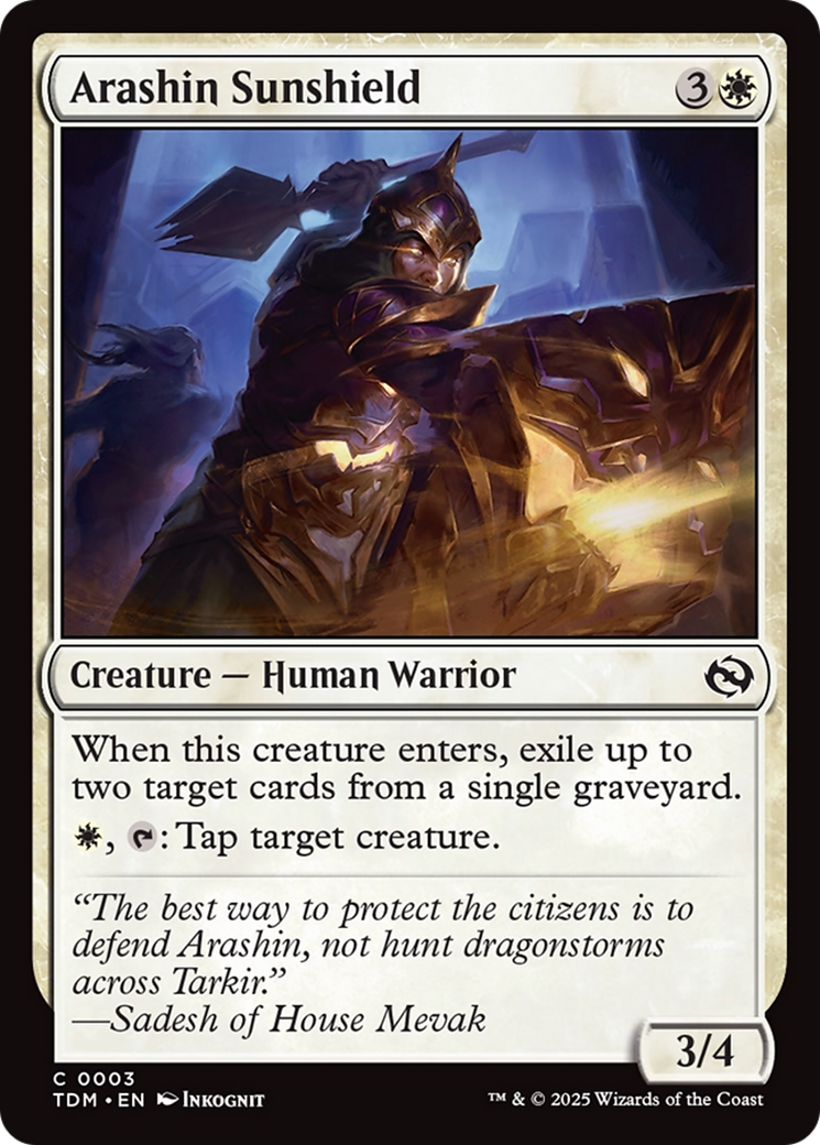 Arashin Sunshield - Common Creature — Human Warrior card from Tarkir: Dragonstorm