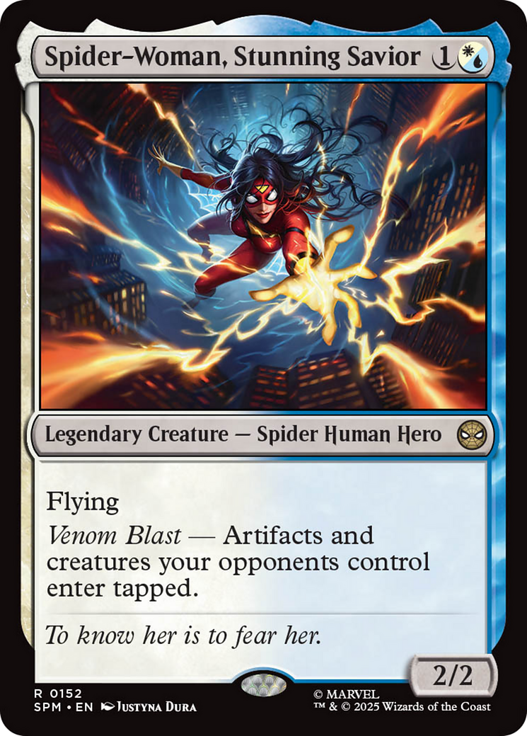 Spider-Woman, Stunning Savior - Rare Legendary Creature — Spider Human Hero card from Marvel's Spider-Man