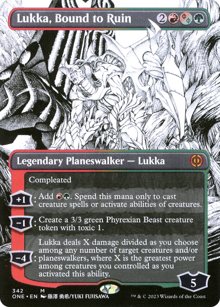 Lukka, Bound to Ruin - Mythic Legendary Planeswalker — Lukka card from Phyrexia: All Will Be One