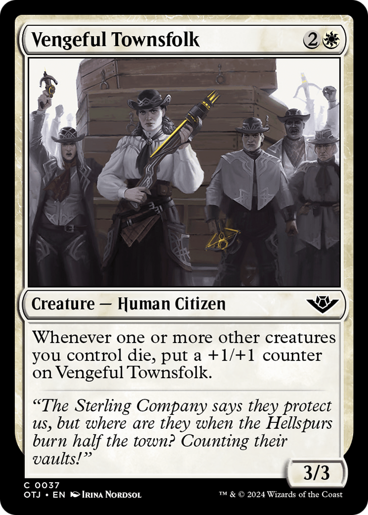 Vengeful Townsfolk - Common Creature — Human Citizen card from Outlaws of Thunder Junction