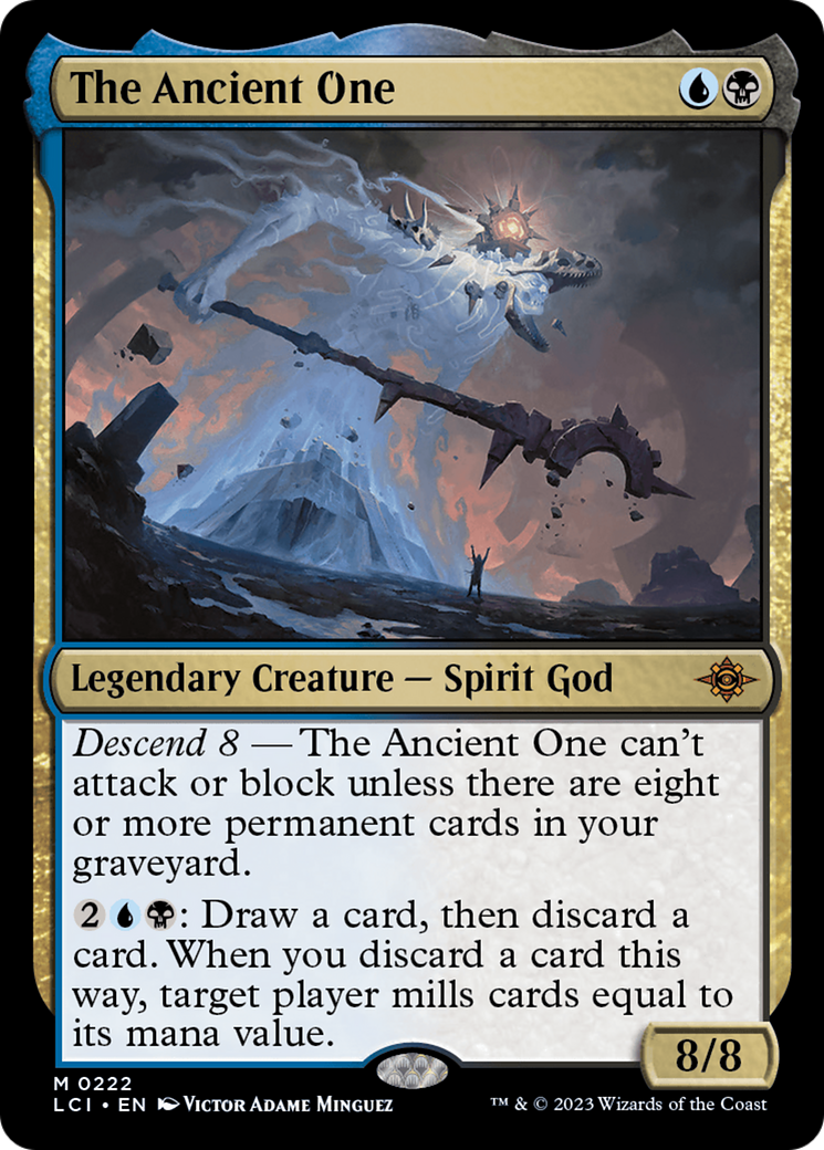 The Ancient One - Mythic Legendary Creature — Spirit God card from The Lost Caverns of Ixalan