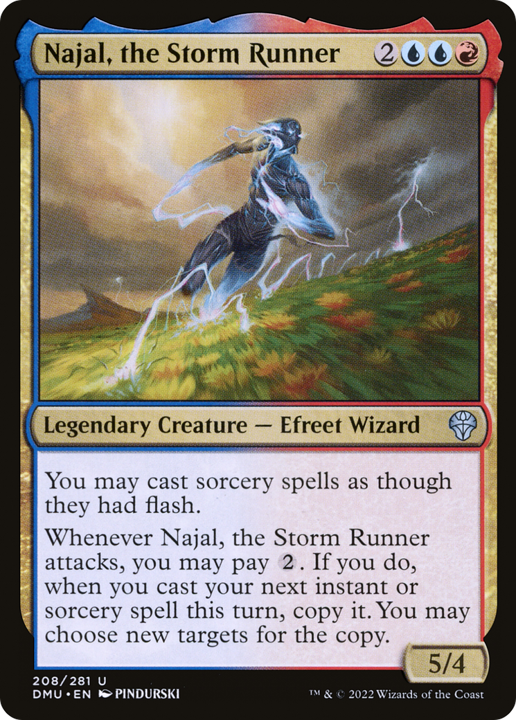 Najal, the Storm Runner - Uncommon Legendary Creature — Efreet Wizard card from Dominaria United