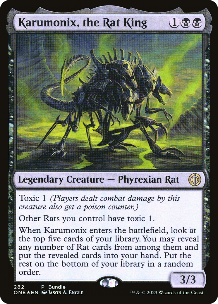 Karumonix, the Rat King - Rare Legendary Creature — Phyrexian Rat card from Phyrexia: All Will Be One