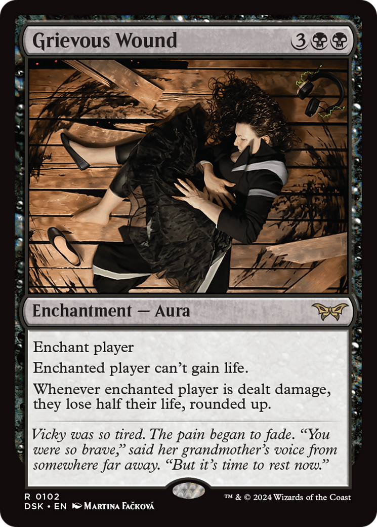 Grievous Wound - Rare Enchantment — Aura card from Duskmourn: House of Horror