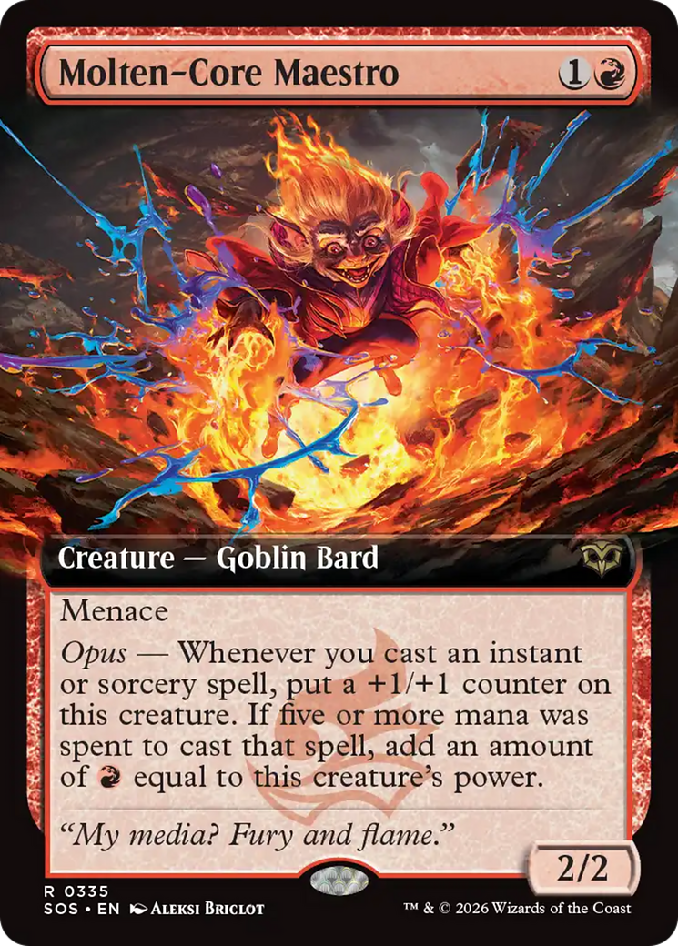 Molten-Core Maestro - Rare Creature — Goblin Bard card from Secrets of Strixhaven