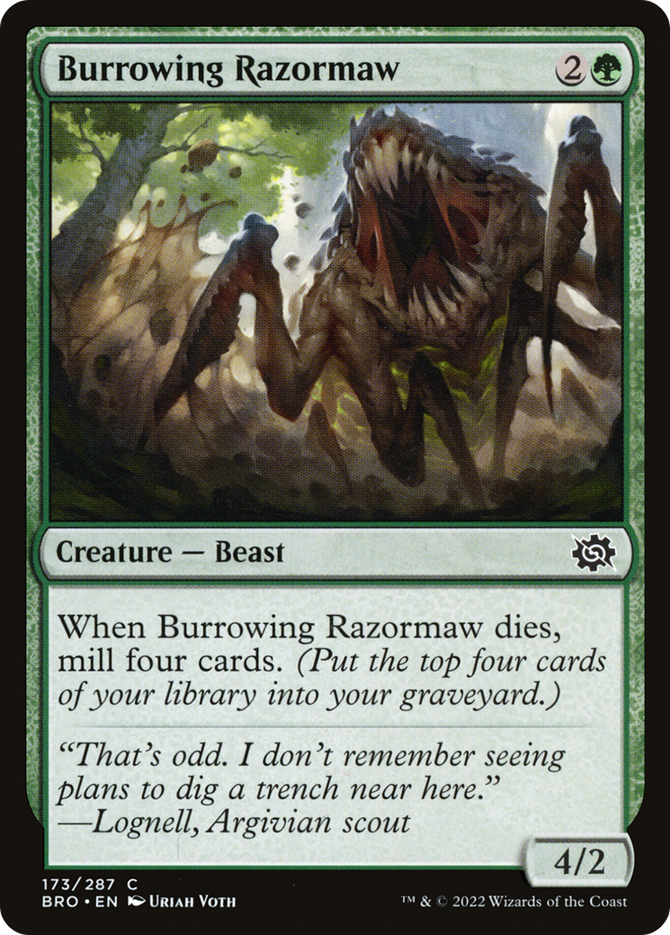 Burrowing Razormaw - Common Creature — Beast card from The Brothers' War